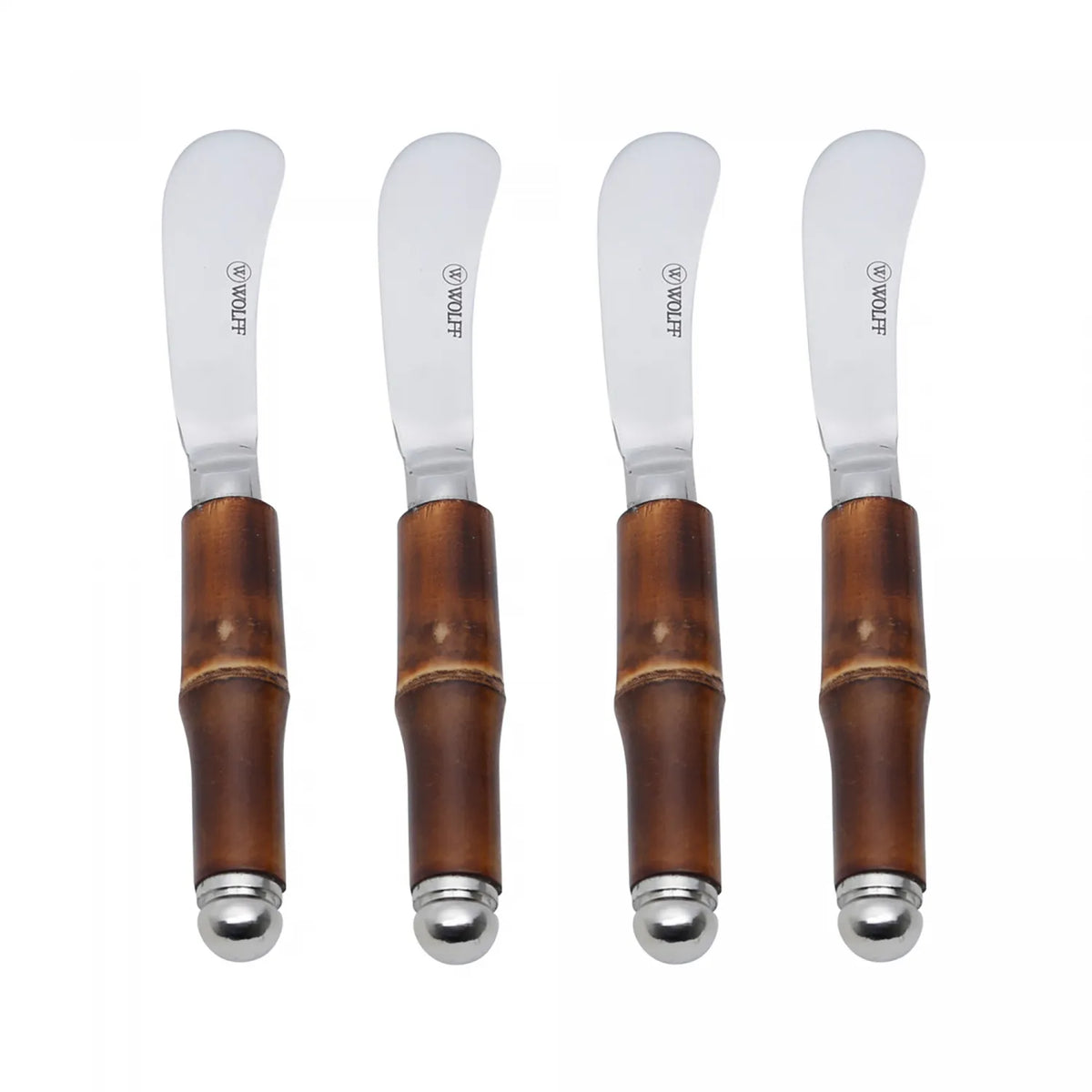 Conjunto 4 Espátulas de Aço Inox com Cabo de Bambu