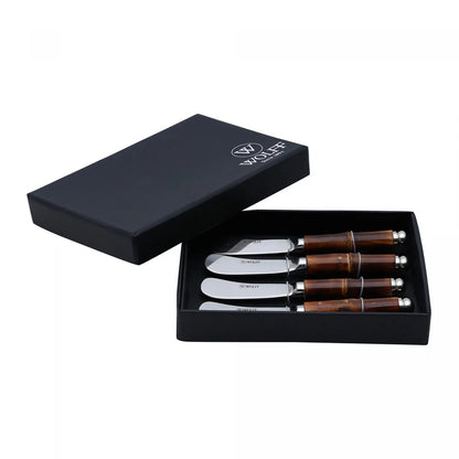 Conjunto 4 Espátulas de Aço Inox com Cabo de Bambu